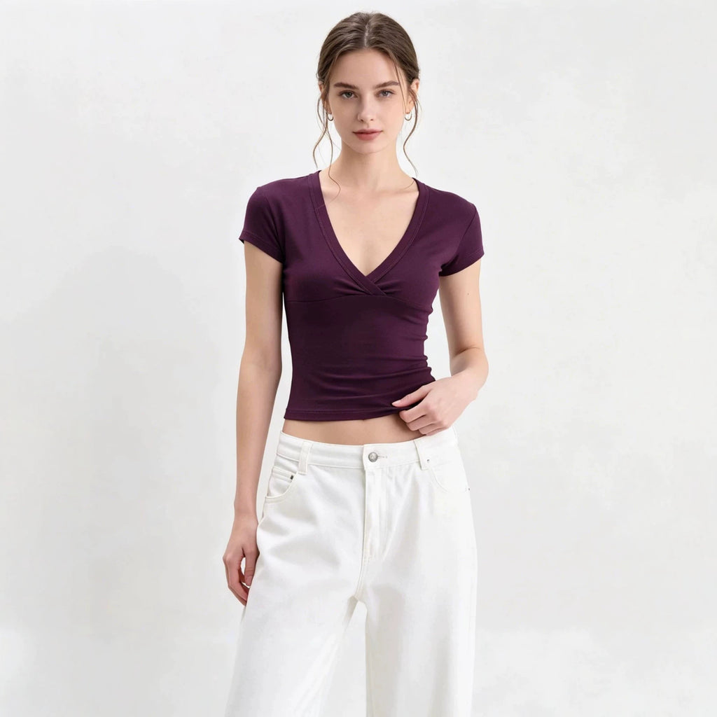 Deep V-Neck Slim-Fit Top
