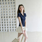Slim-Fit Polo Collar Top