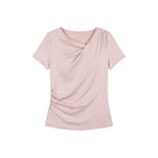 Pink Pleated Short-Sleeve Top