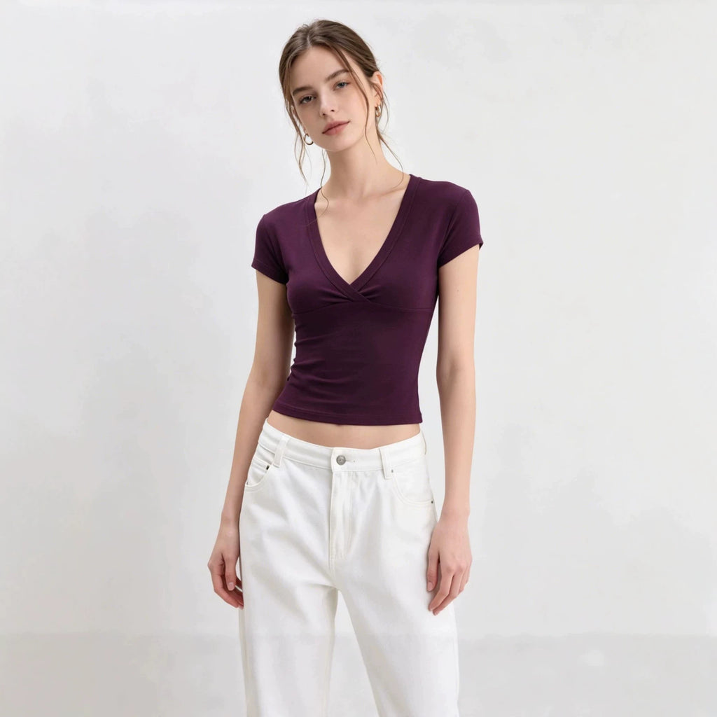 Deep V-Neck Slim-Fit Top