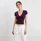Deep V-Neck Slim-Fit Top
