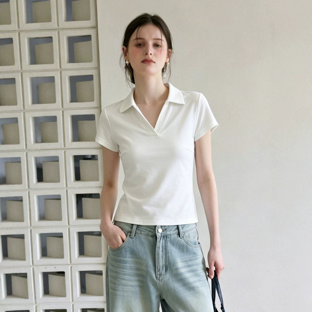 Slim-Fit Polo Collar Top