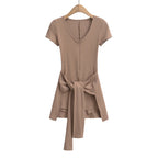 Two-Piece Short-Sleeve Jumpsuit