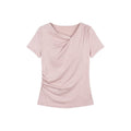 Pink Pleated Short-Sleeve Top