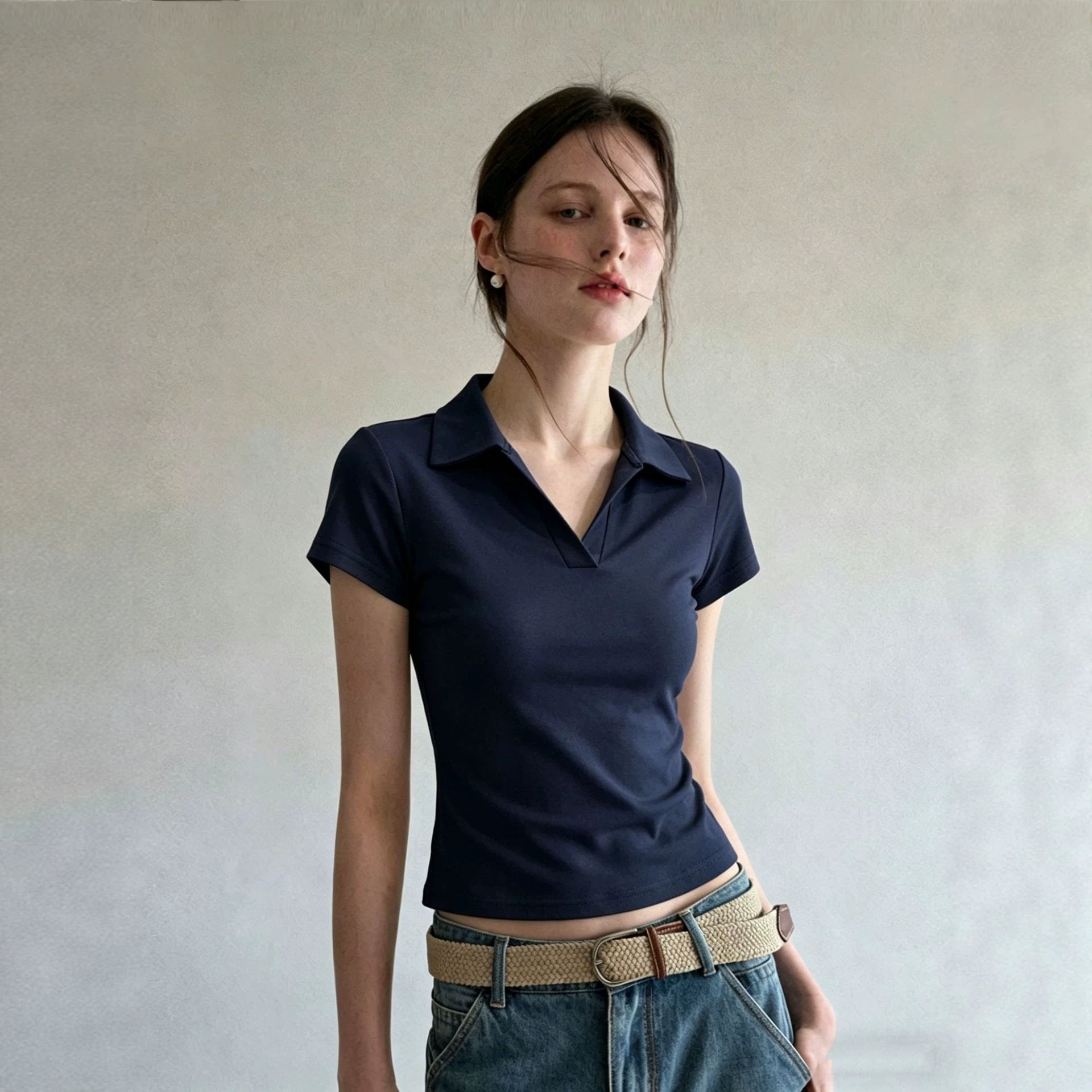Slim-Fit Polo Collar Top