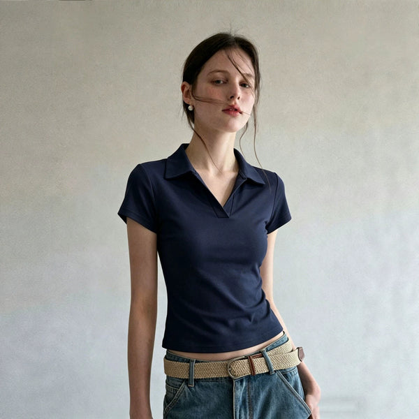 Slim-Fit Polo Collar Top