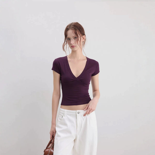 Deep V-Neck Slim-Fit Top