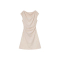 One-Shoulder Midi Dress with Pleated Waist